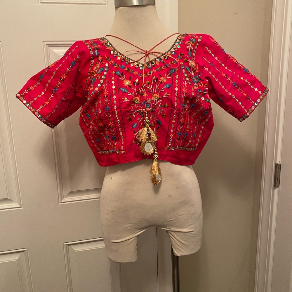 Indian Saree Embroidered Crop Top Blouse